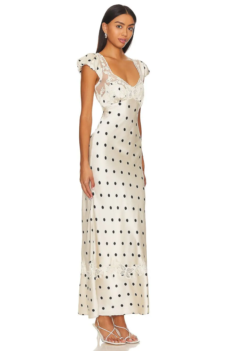 Fashionable Elegant Vintage Lace Patchwork Polka Dot Backless Maxi Dress For Women Luxurious Prom Dinner Party Wedding Guests
