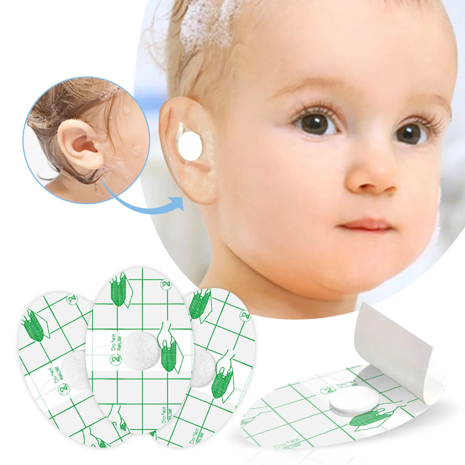 Autocollants pour les oreilles de bébé, 60 pièces, autocollants de protection imperméables pour les oreilles des nouveau-nés, pour la natation, la douche et le bain