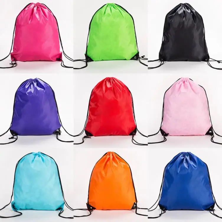 Solid Color String Drawstring Back Pack Cinch Sack Gym Tote Bag School Sport Shoe Bags SN4089