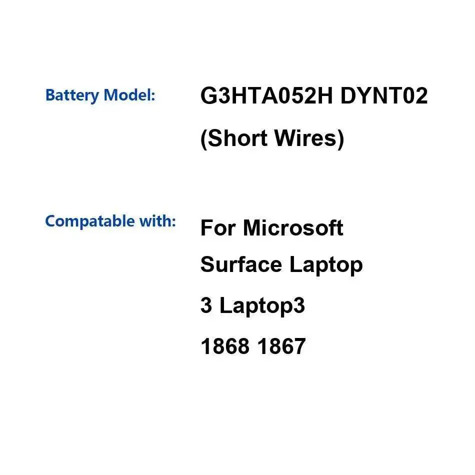 

Аккумулятор для ноутбука Microsoft Surface 3 1868 1867 с быстрой зарядкой G3HTA052H DYNT02, короткие провода, 6041 мАч