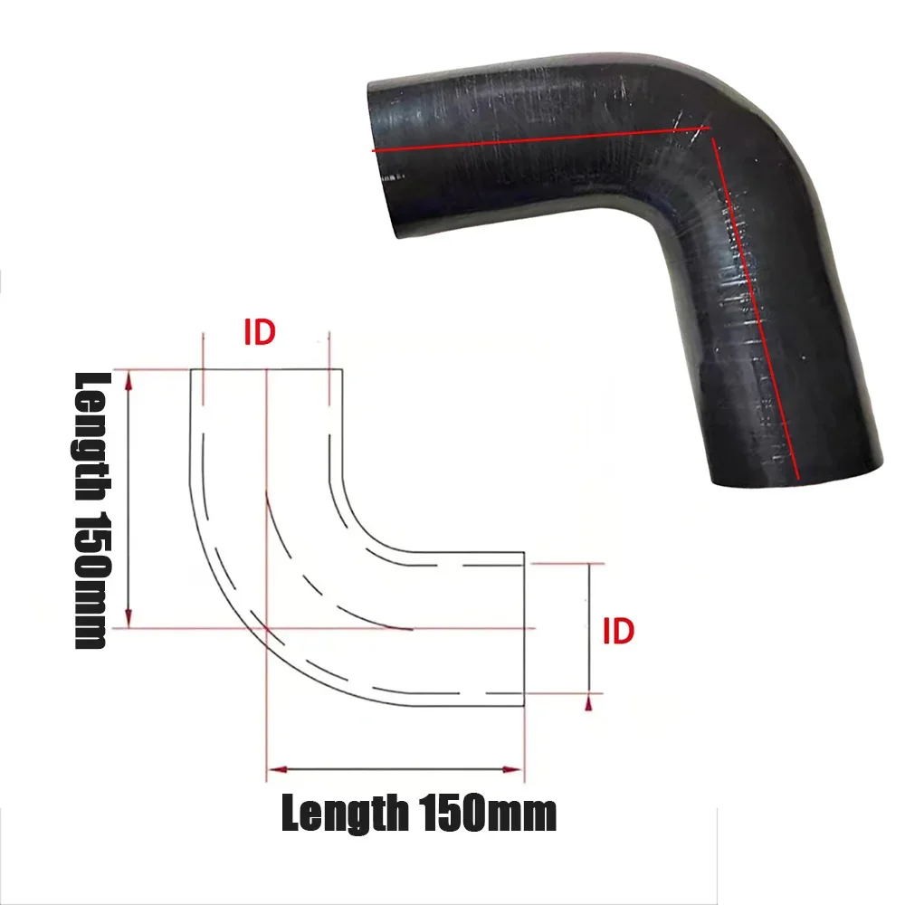 ID16mm-130mm Red Black Blue 90 ° Elbow High Temperature And High Pressure Resistant Silicone Hose Elbow Pipe Inlet Hose 150mm ﻿