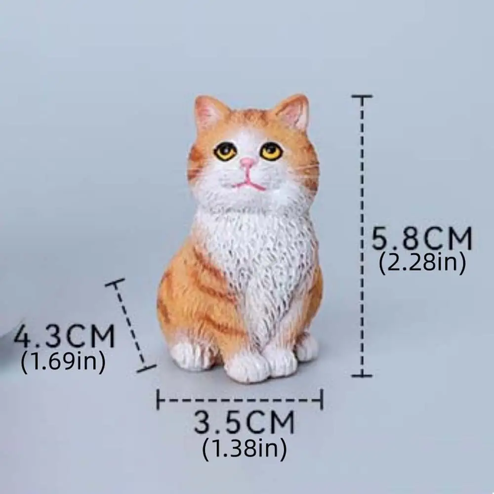 Children Gift Sitting Cat Ornament Cute Mini Cartoon Cat Pet Model Simulation Resin Cat Decoration