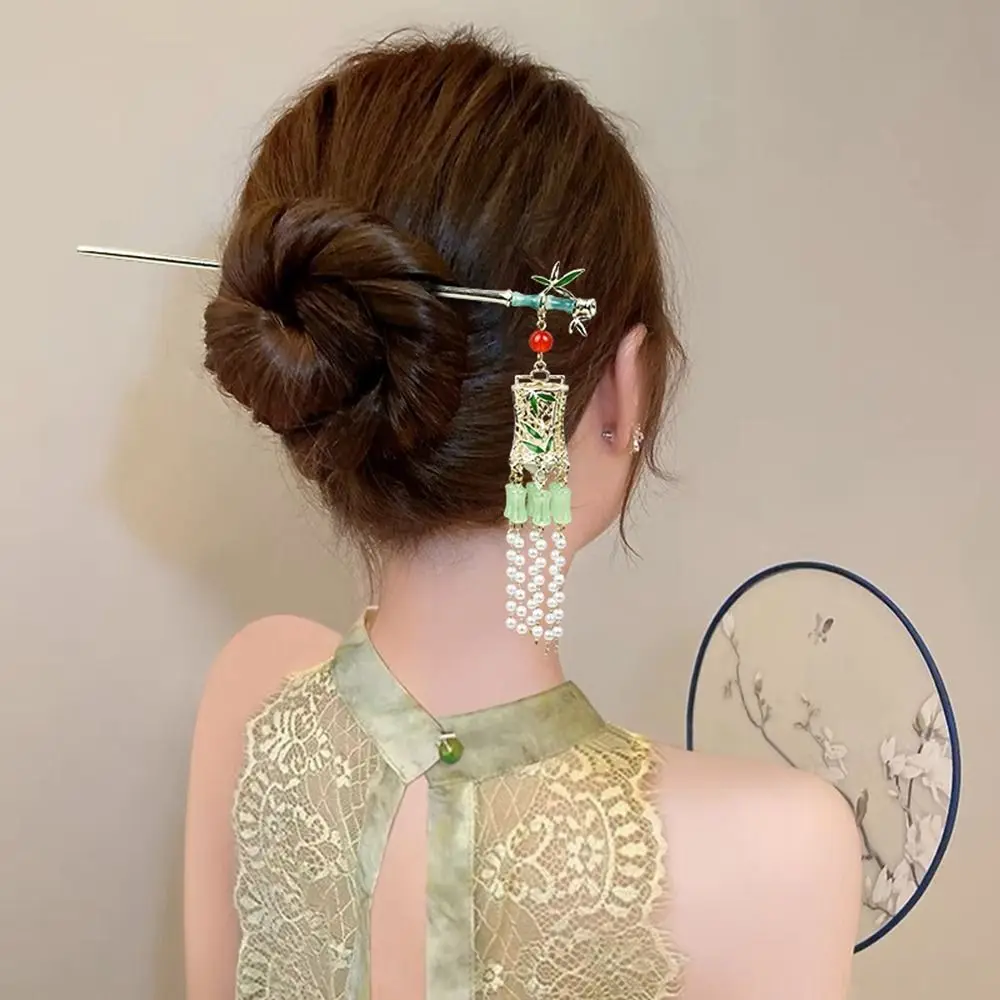 Pearl Glowing Lantern Hairpin LED Light Luminescent LED Lantern Tassel Hair Stick Hanfu Headwear Hair Chopstick Hanfu Hair Clip