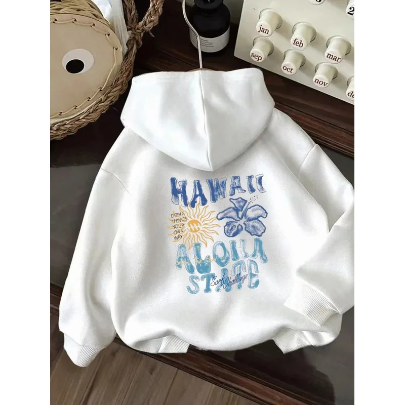 

Осень-зима 2022, женская удобная толстовка с гавайским цветочным принтом и креативными буквами, с длинными рукавами и круглым вырезом, повседневная одежда