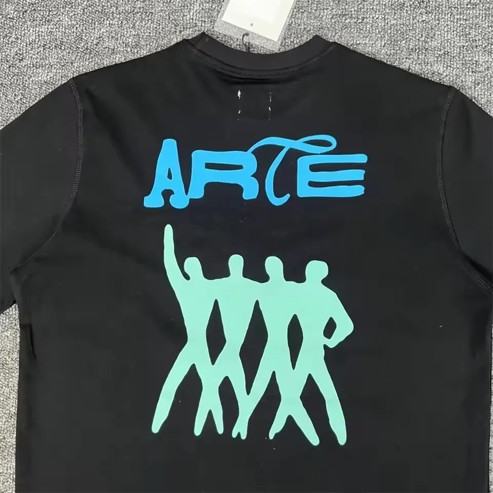 

2025ss Arte Вышивка Логотип Люди Футболка Мужчины Женщины Черная Летняя Стильная Футболка Топ Футболки