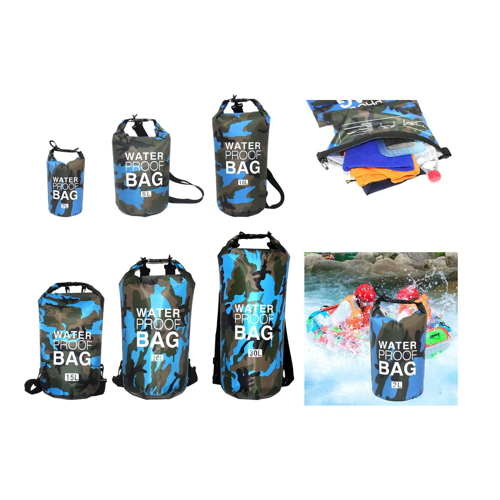 Waterproof Bag Roll up Top Rafting Bag for Beach Outdoor Sport Backpacking