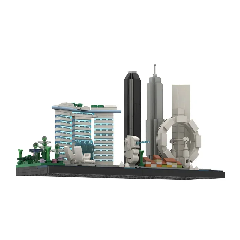 504PCS MOC Skyline City Building Series Building Blocks Assembled Singapore Modern Building Street Scene Model Brick Toy Gift