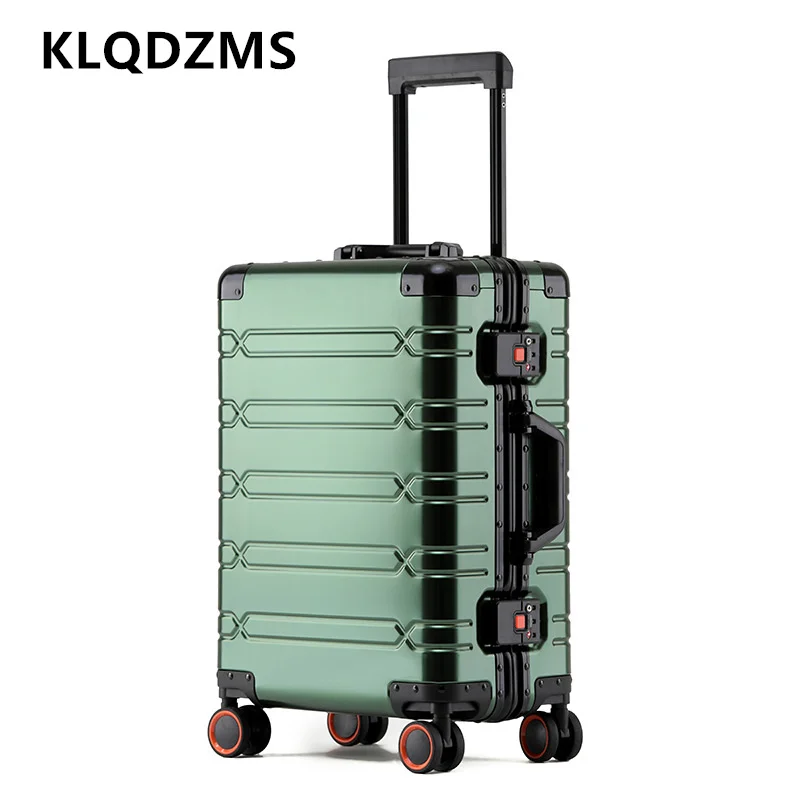 KLQDZMS 20"24"29 Inch Travel Suitcase Full Aluminum Magnesium Alloy Trolley Case Men's Business Boarding Box Wheeled Luggage