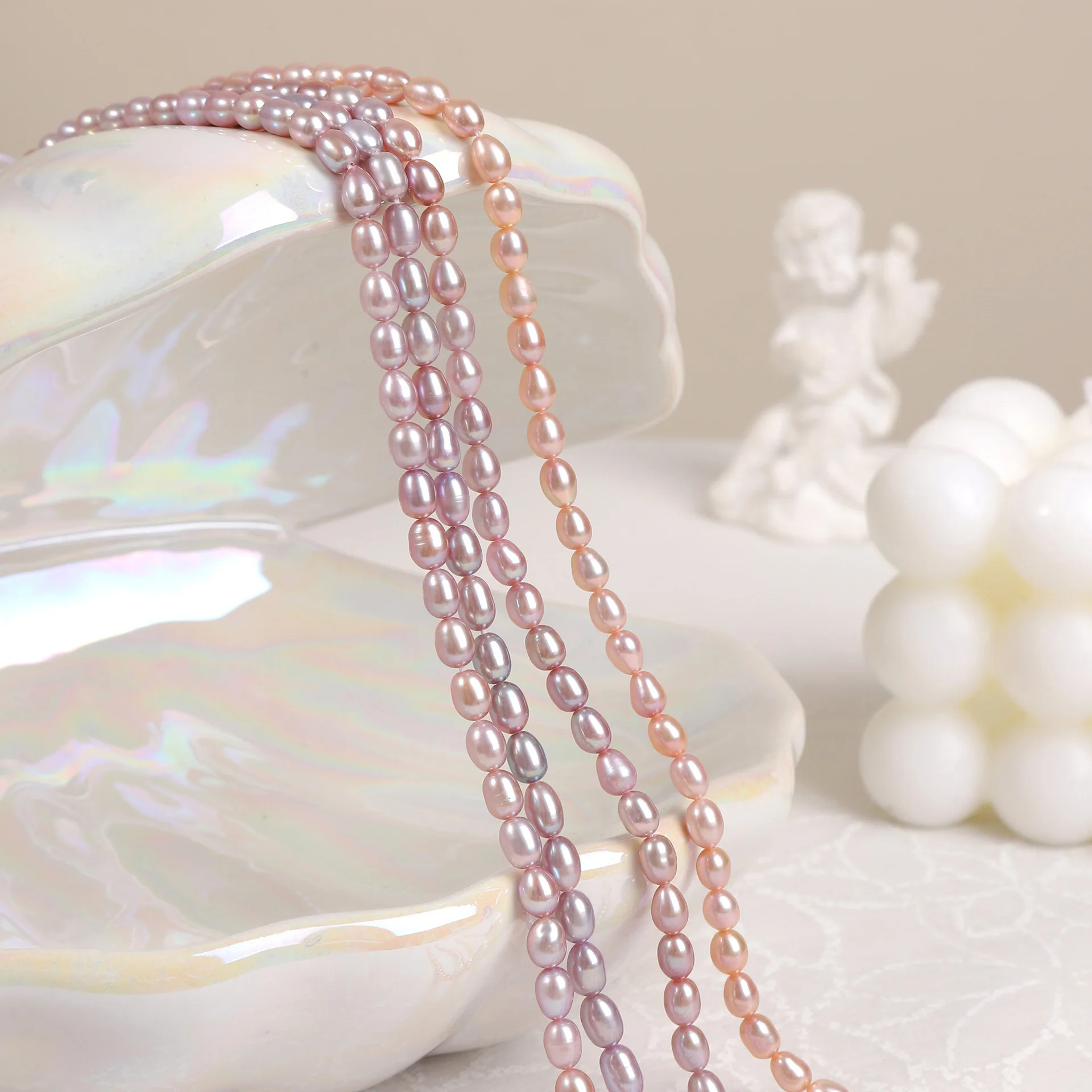 

AAA 4-5mm Smooth Rice-shape Pearls Colored Natural Freshwater Pearl Semi-finished Beads for Jewelry Making DIY Necklace Bracelet