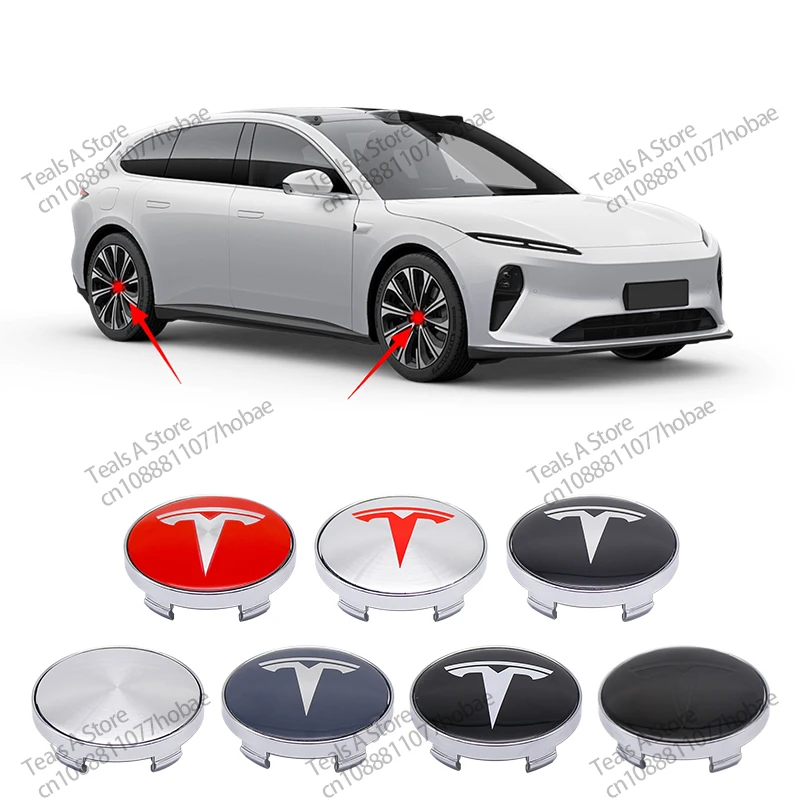 4 Uds 56mm tapa de cubo Tesla tapa central Logo pegatina de alta calidad para Tesla modelo 3 Y S X pegatina de coche personalizada accesorios de