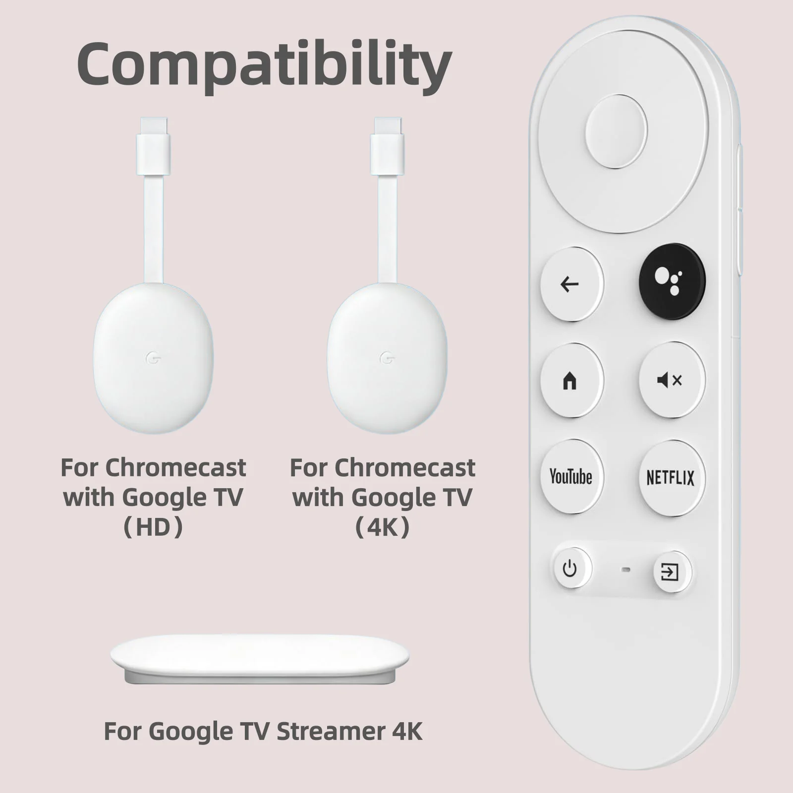 G9N9N Voice Remote for Google Chromecast 4k Snow TV,Replacement Remote for Google TV Streamer (Only for Snow Chromecast Google)
