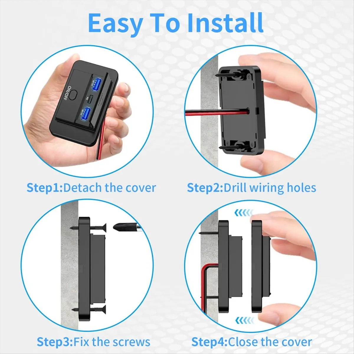 

*ABDH 66 Вт 12 В панель зарядного устройства настенное крепление QC3.0 + PD3.0 + QC3.0 USB розетка зарядного устройства розетка для автомобиля морской автобуса RV грузовик