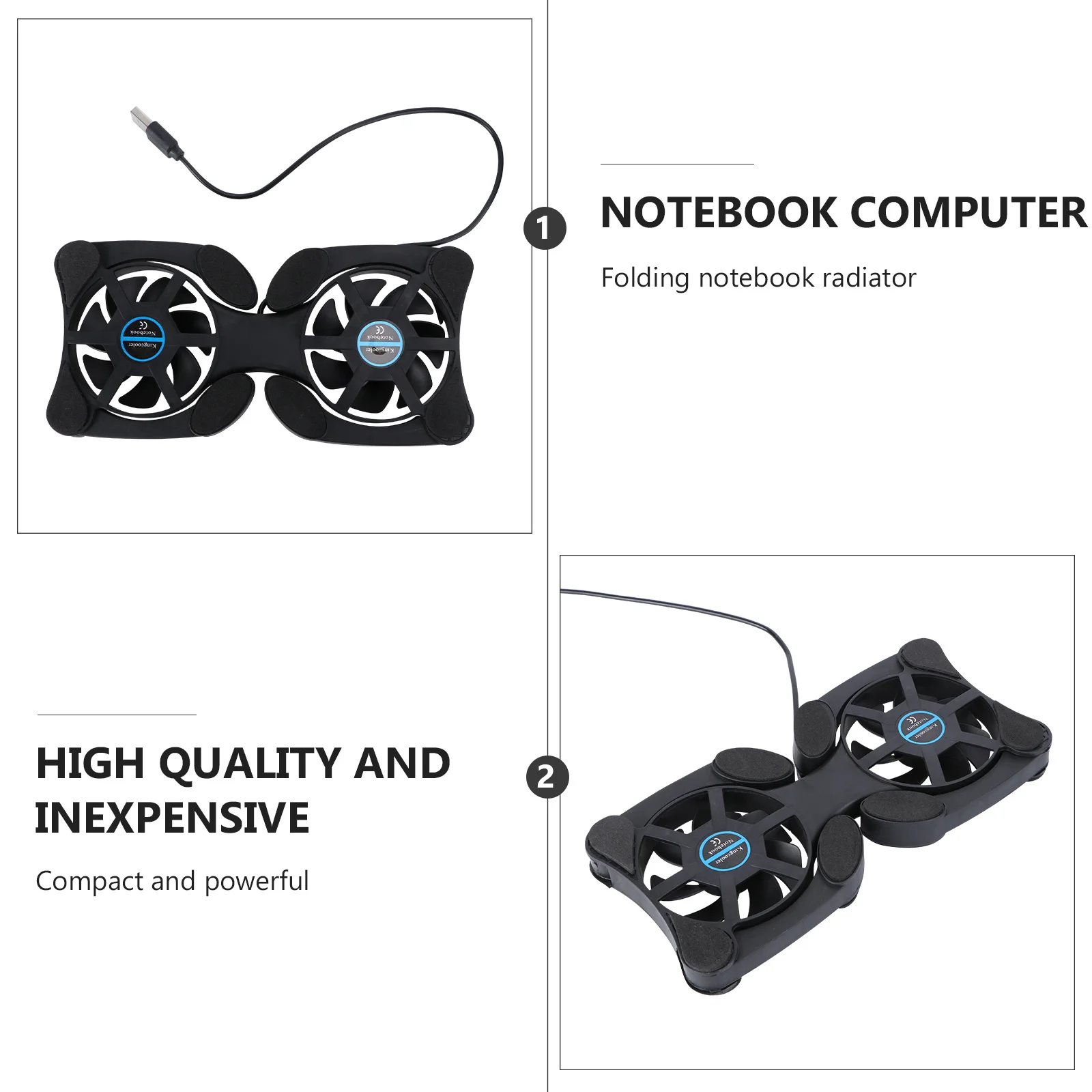 

Портативная подставка для охлаждения ноутбука, складная конструкция, вентилятор 70 мм, мощный воздушный поток, кулер для ноутбука для предотвращения перегрева, черный
