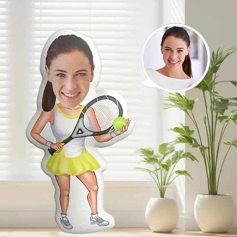 Customized Tennis Player Pillow, Casual Style Digital Double-Sided Printed Design, Unique Gift for Tennis Enthusiasts, All-Seaso