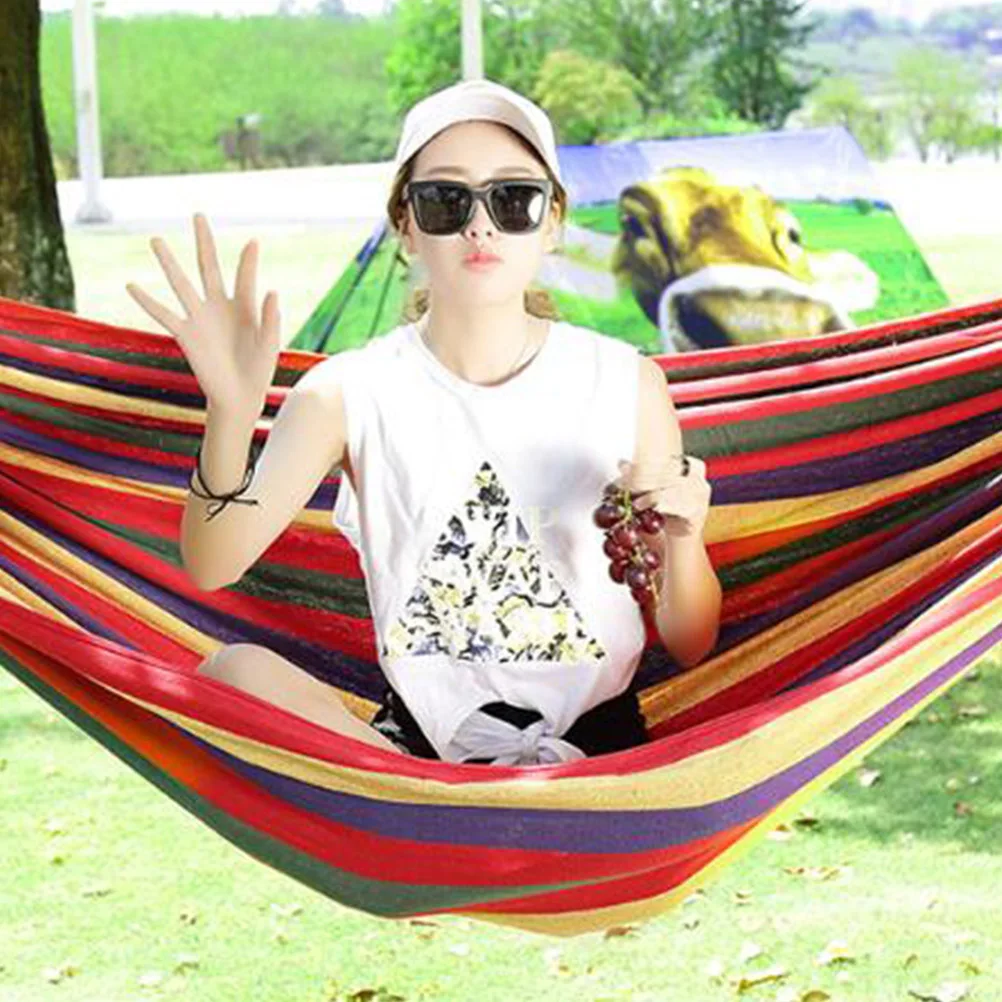 Canvas Hammock Swing Sleeping Bed Lightweight Portable Camping Hanging Parachute Cloth Anti Rollover Outdoor Furniture Travel
