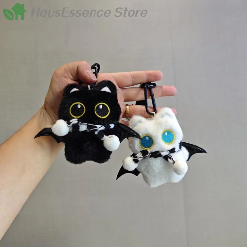 ※Charming Black Pet Cat Keychain Plush Automobiletoon Kitten Doll Pendant Backpack Hanging Ornaments Automobile Keyring