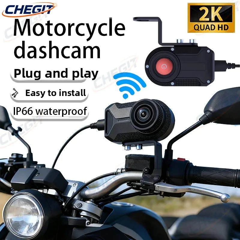 

2026 New WIFI 2K DVR Motorcycle Bicycle Driving Recorder Dash Camera Recording for Cycling Riding Safety Waterproof IP66