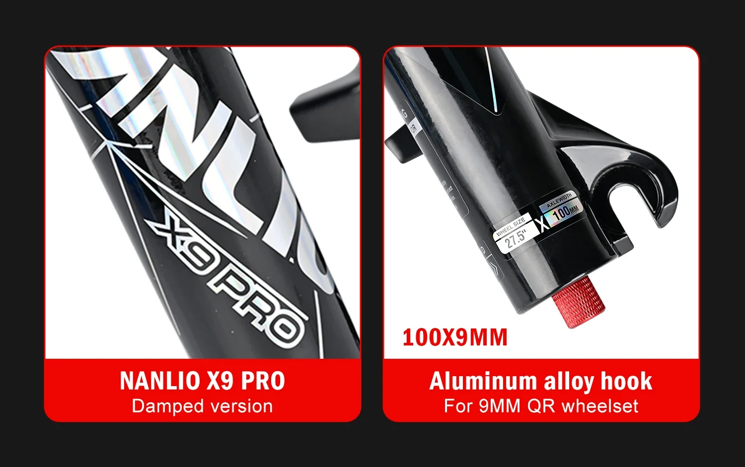 Nanlio X9 Pro MTB Air Suspension Fork 34mm 140/160mm Travel 26/27.5/29 Inch 100x9 100x15 Damping Rebound Bike Fork