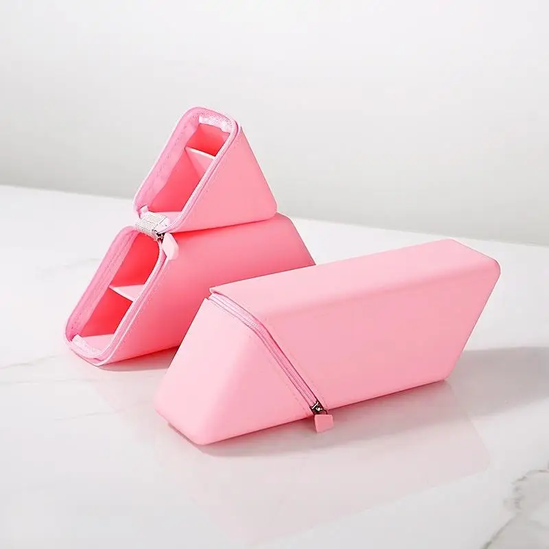 1Pc Silicone Pencil Case Large Capacity Student Pencil Case Gradient Rectangular Stationery Organizer Pencil Bag Office Supplies