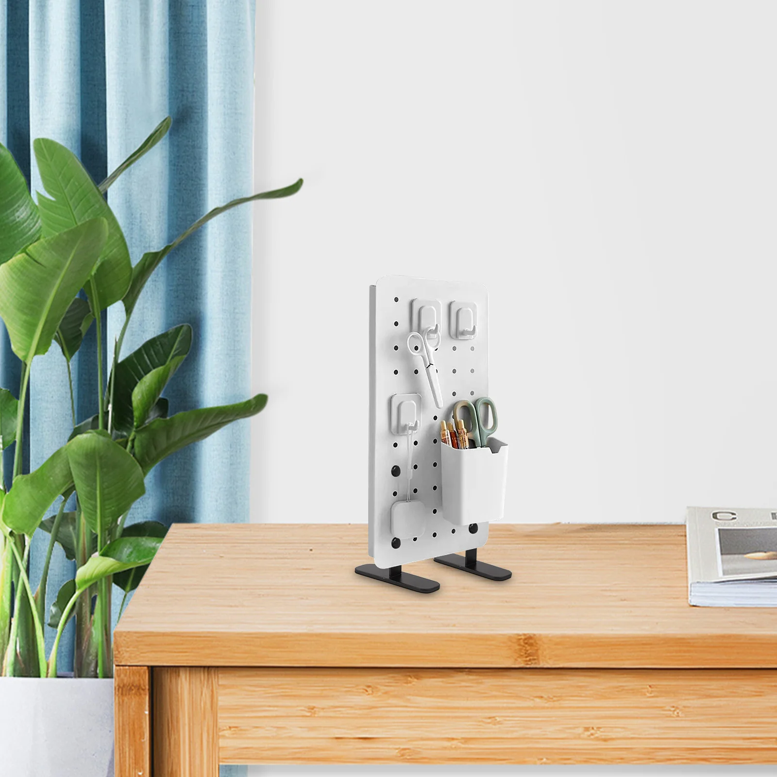 2 個デスクトップペグボードスタンド多機能垂直省スペースオーガナイザーオフィスデスクゲームアクセサリープライバシーパネル用