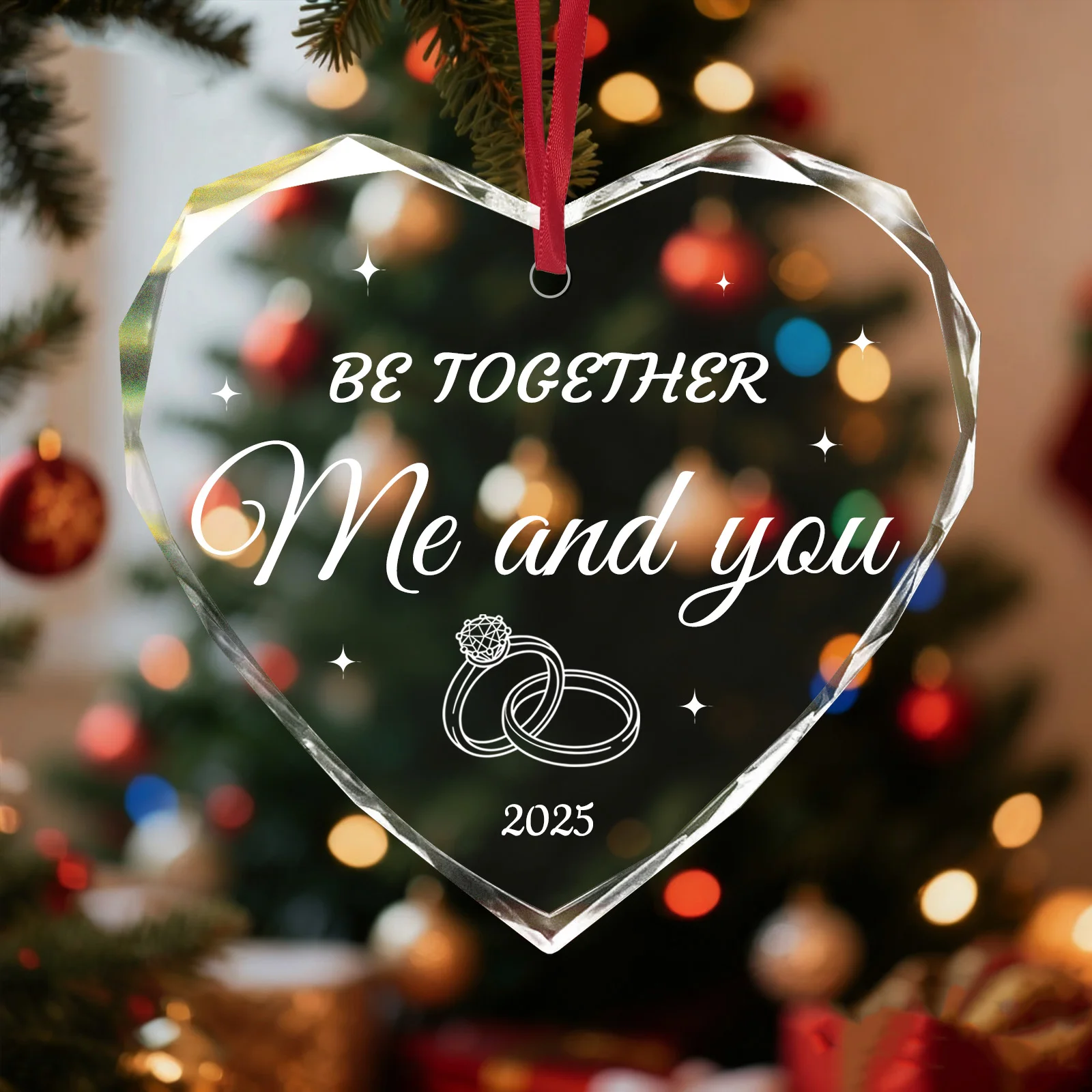 

Personalised Crystal Christmas Ornament , Custom Phot Name, Family, Couples, Party Decor,Unique Christmas Gift