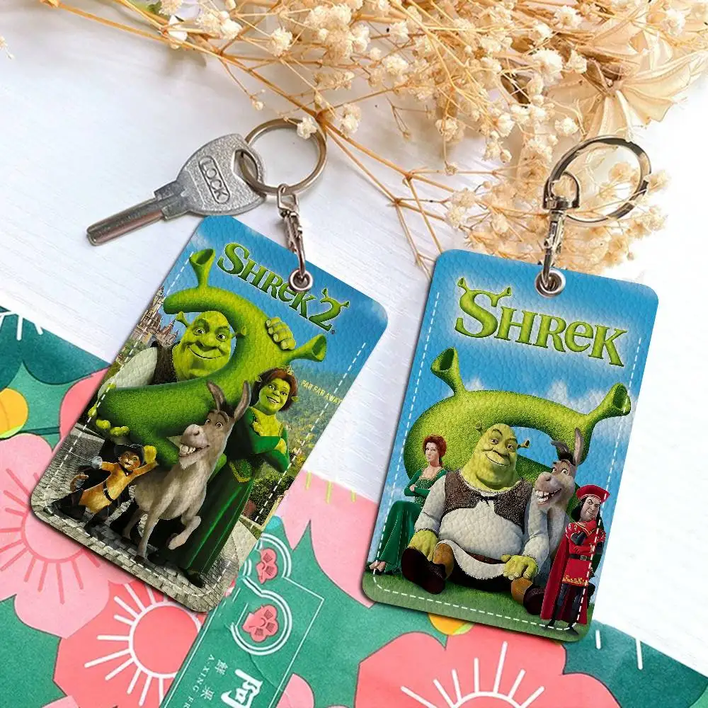 

Classic Cute Cartoon S-Shrek PU Soft Leather Rectangular Key Card Holder Induction Elevator Protection Cover Youth Faion Accory
