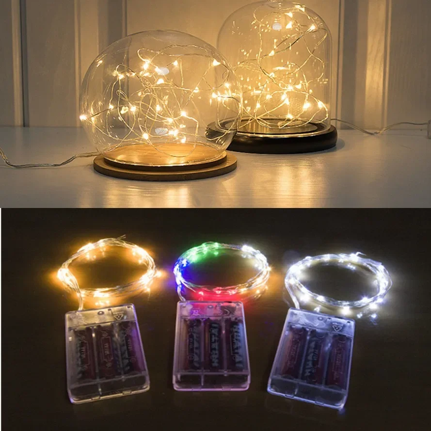 Battery Box Silver Wire Christmas LED Fairy Lights String Wedding Holiday Garland Lamp Outdoor Garden Navidad Room Decoration