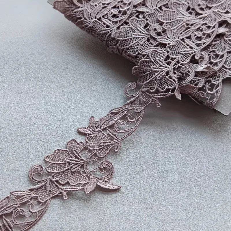 12Yards 4.5cm Width Shiny Brown Hollow Flower Venise Diy Venice Lace Clothing Accessories Of Various Garment,Bra.Skirt