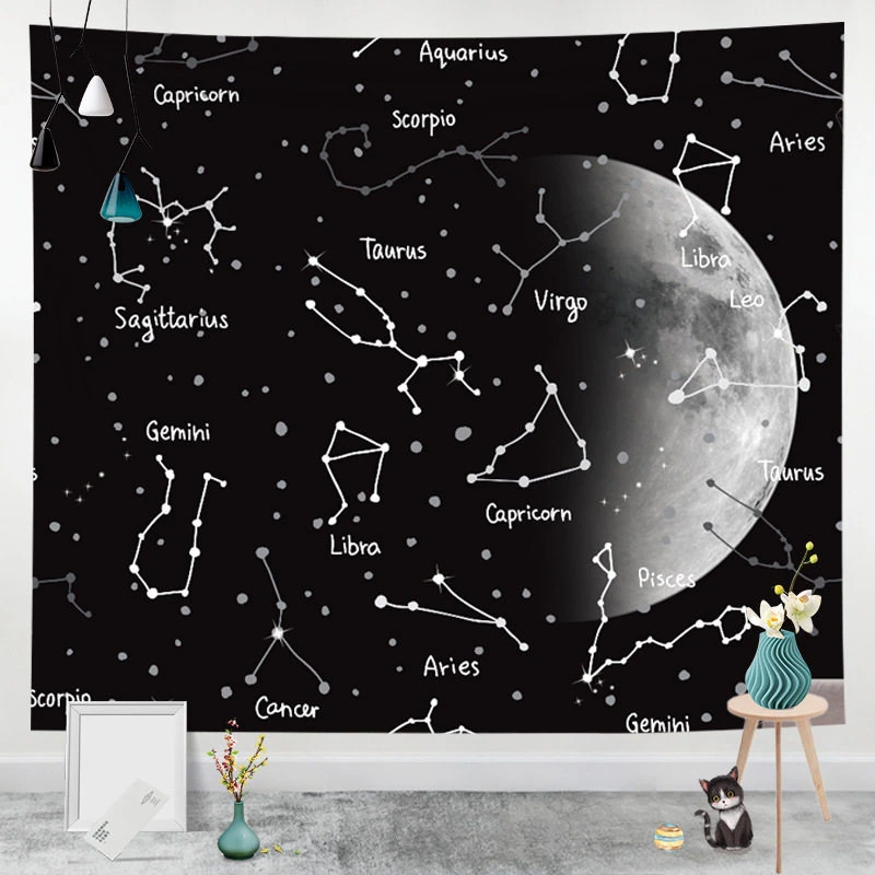 VIKAMA Zodiac Constellation & Sun Tapestry, 6 Assorted Designs, Wall Hanging Art for Bedroom Living Room