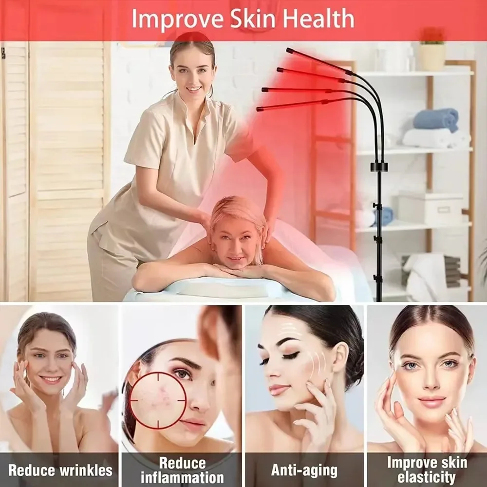 660&850 nm Red Light Therapy 4/5 Lamps with Timer LED Near Infrared Light Device for Relief Muscle Joint Pain Facial Skin Care