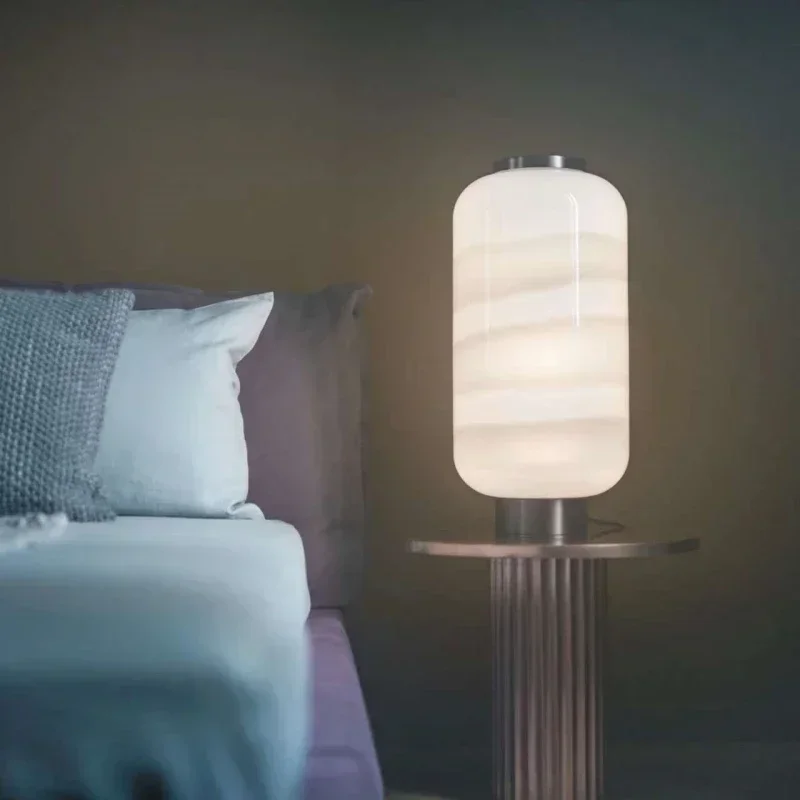 2026 إيطاليا الإبداعية الدخان الزجاج الأبيض LED الثريا غرفة نوم دراسة فندق مكتب ضوء غرفة المعيشة أريكة جو ديكور فني الطابق #3