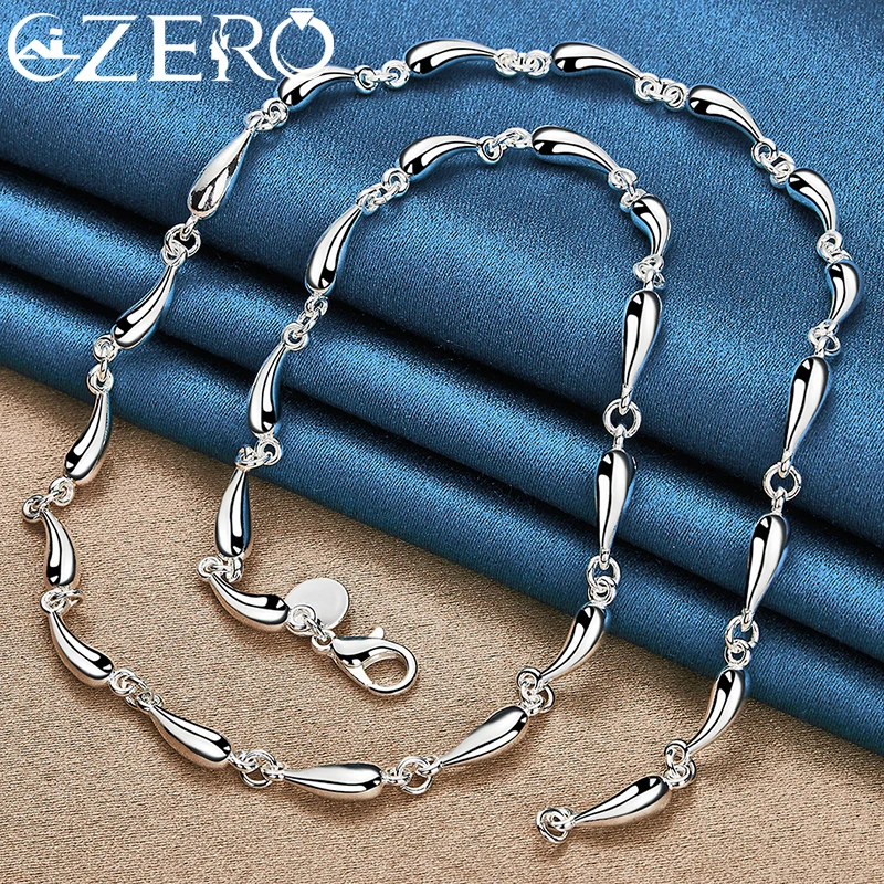 ALIZERO 925 Sterling Silver 2pcs Sets Water Drop Chain Bracelet Necklace For Women Wedding Party Fashion Jewelry Set