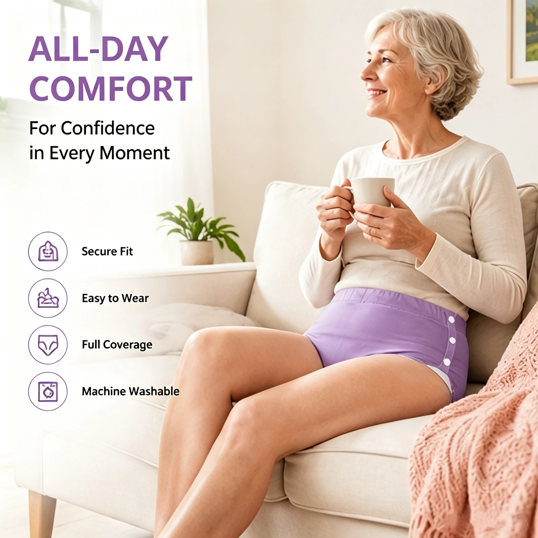 AIO Cotton Diaper High Absorption Elderly Anti-Side Leakage Brief Washable Bed Care Urine Leakage Incontinence Underwear