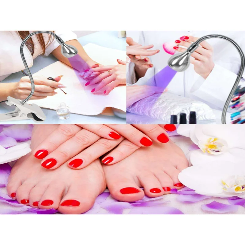 네일용 UV 램프, 미니 LED 젤 네일 폴리쉬 라이트, 3W 젤 네일 드라이어, 유연한 구즈넥 포함, 젤 네일 폴리쉬 경화용