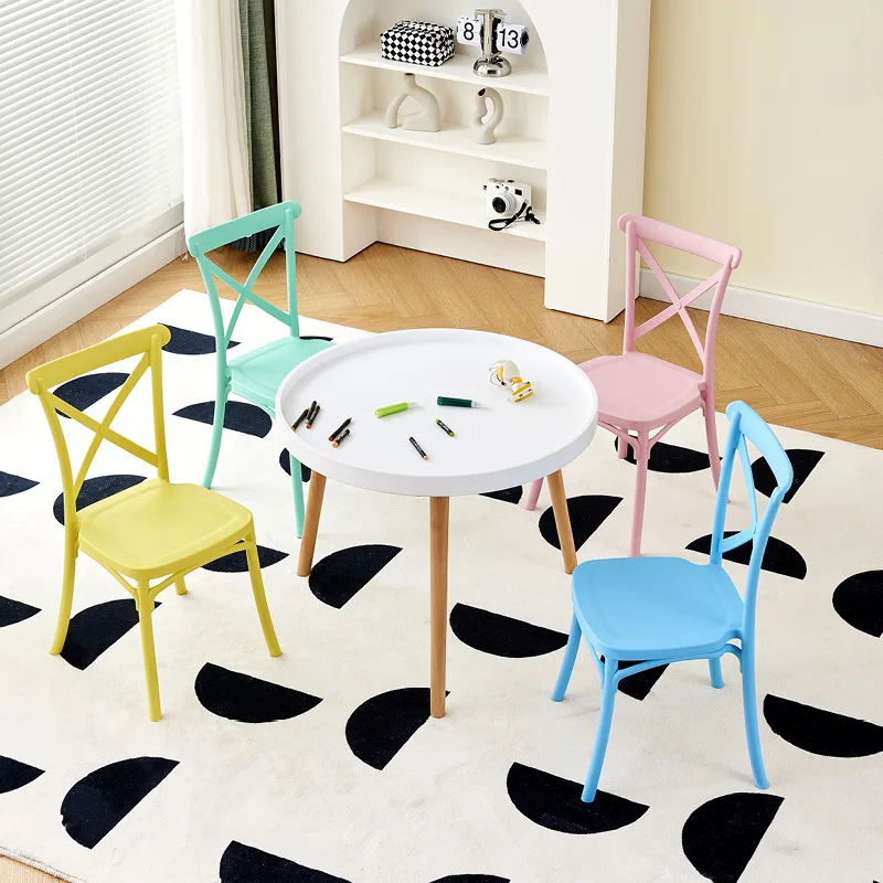 #Nordic Style Black Plastic Tufted Eco-Friendly Dining Chair for Home Office Dining or Living Room