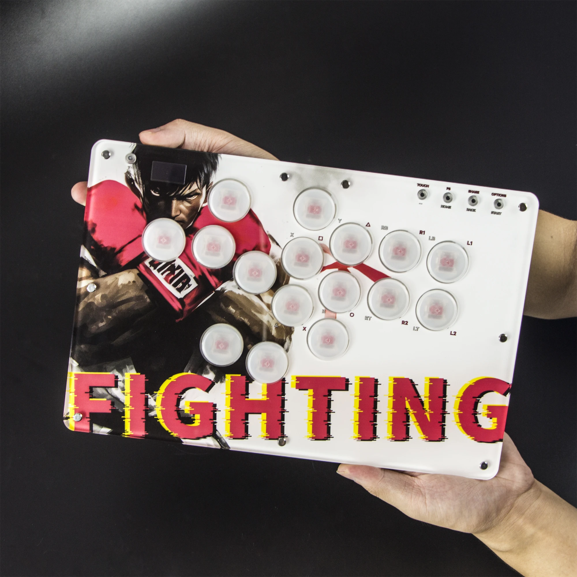 

REMANK Leverless Controller Arcade Stick Hitbox Controller PS5/PS4/Switch Compatible R16 Keyboard Fightstick Hitbox PC Joystick