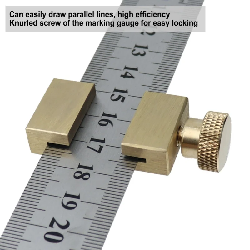Brass Scribe Steel Ruler Positioning Limit Block Woodworking Angle Line Scriber Locator