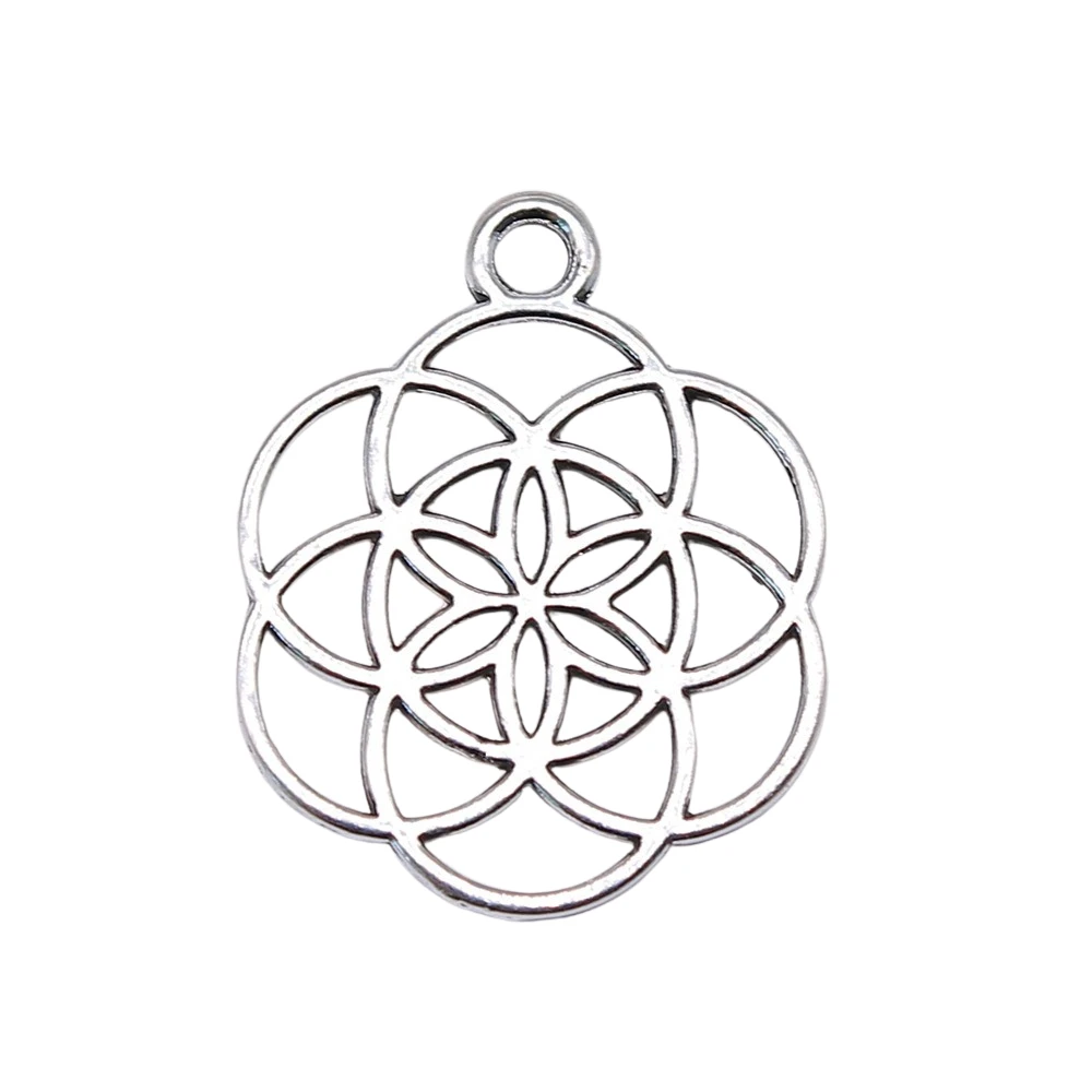 WYSIWYG 10pcs 42x35mm/25x20mm Small Flower Charms For Jewelry Making Hollow Flower Of Life Charms