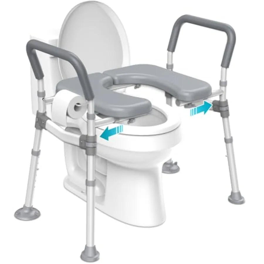 

Heavy Duty Raised Toilet Seat with Handles for Seniors Adjustable Height and Width Elevated Toilet Chair for Elderly Handicap P