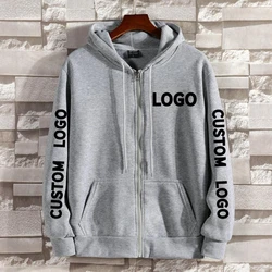 Custom LOGO Sweatshirts Men Women Zipper Hooded Spring Autumn Long Sleeve Pocket Harajuku Casual Couple Lover Hoodies S-4XL