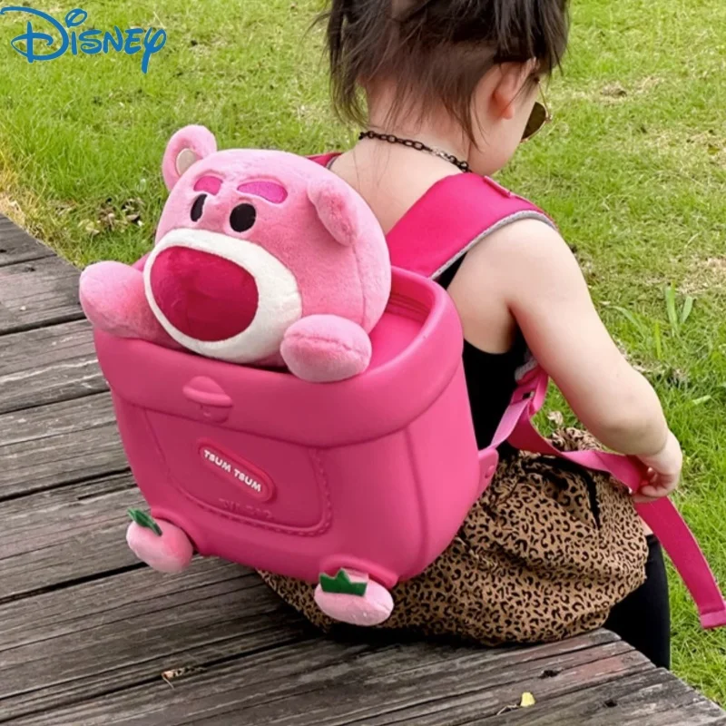 

Disney Anime Lotso Plush Doll School Bag Kids Backpack Cartoon Mickey Eva Ultra Light Kindergarten Stationery Storage Bags Gift