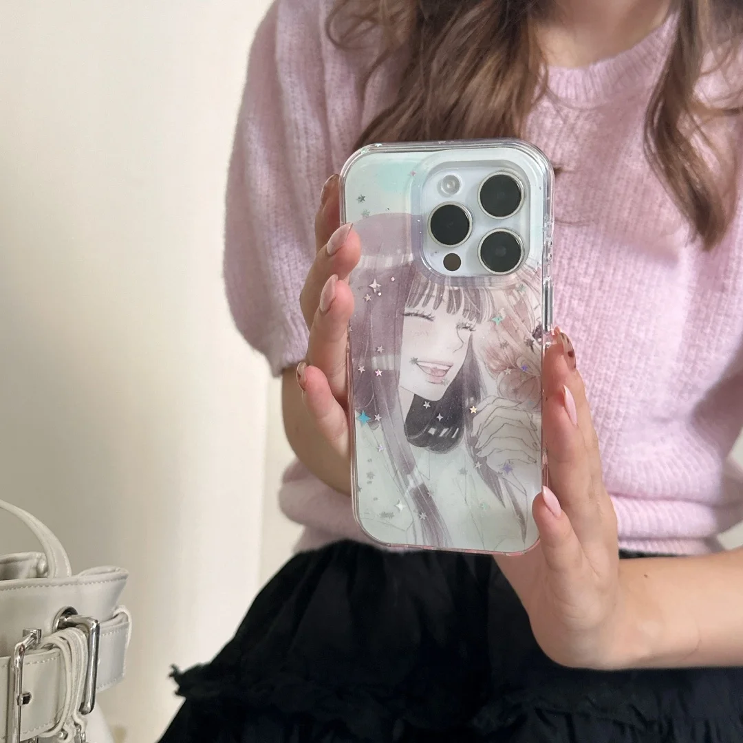 أنيمي Y2K الحلو فتاة قضية الهاتف آيفون 13 12 Mini 14 Pro 15 16 Plus Pro Max Kawaii Harajuku سيليكون غطاء الهاتف آيفون حالة