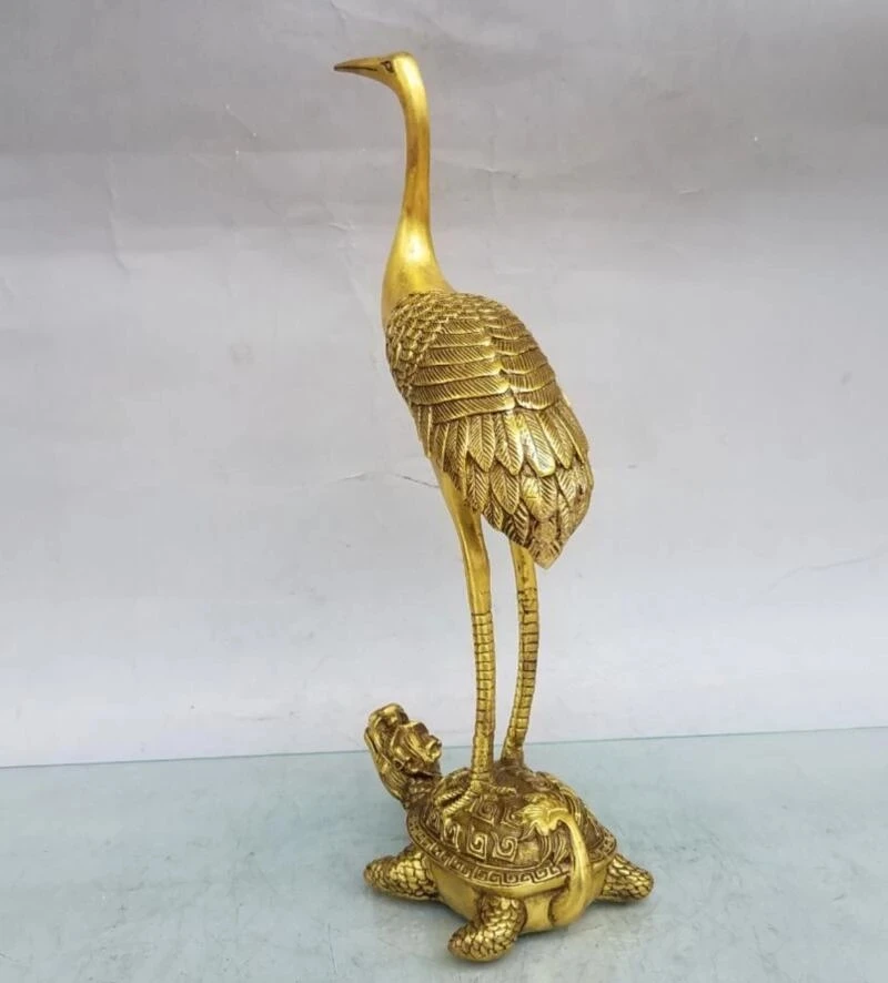 

China brass turtle crane crafts statue