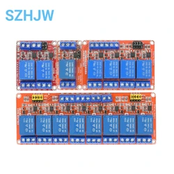 Módulo de relé de 1, 2, 4, 8 canales, 5V, 12V, 24V, Escudo de placa con soporte de optoacoplador, disparador de nivel alto y bajo para Arduino