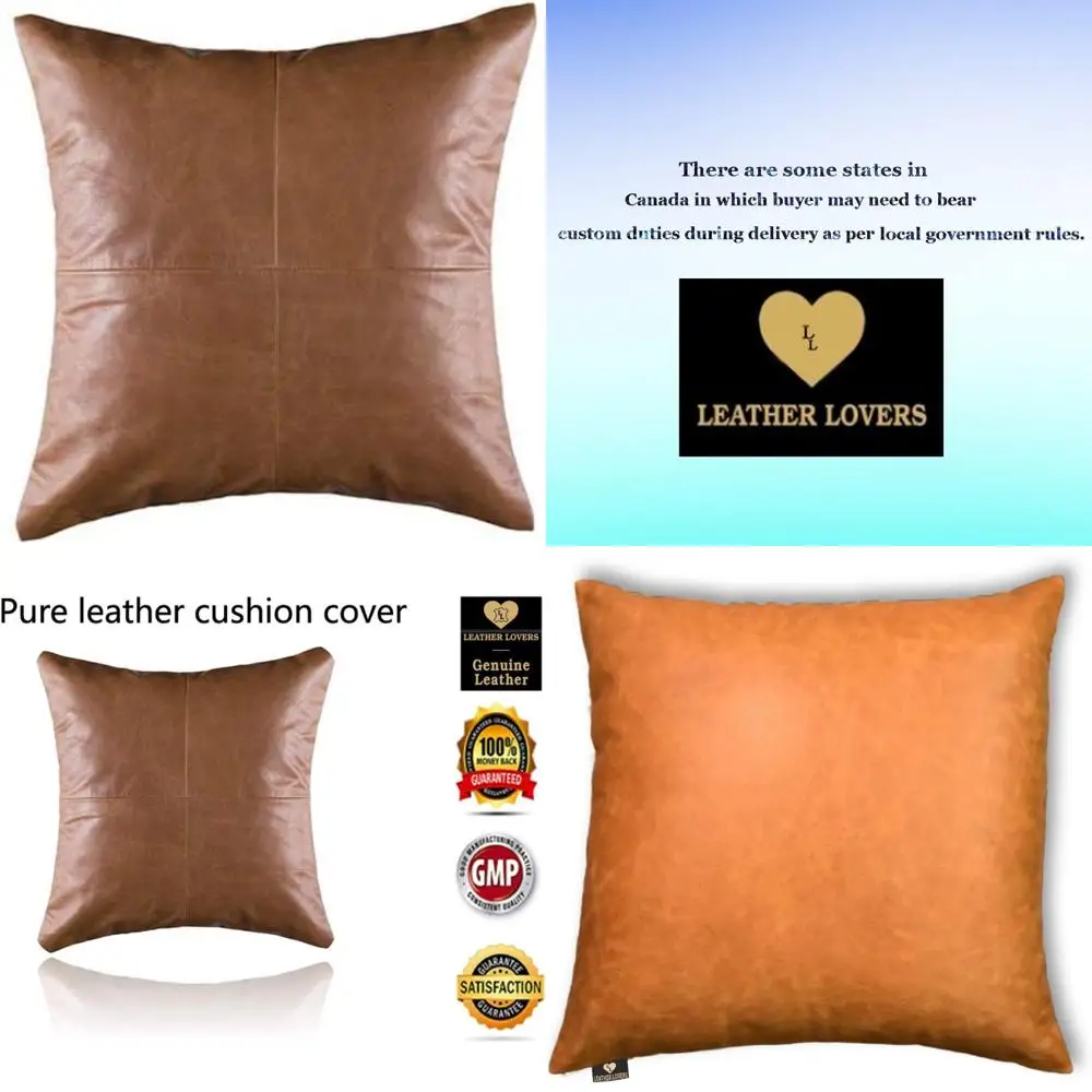 

Lambskin Leather Pillow Cover - 22x22 Inch Sofa Cushion Case - Elegant Throw Covers for Living Room and Bedroom Decor