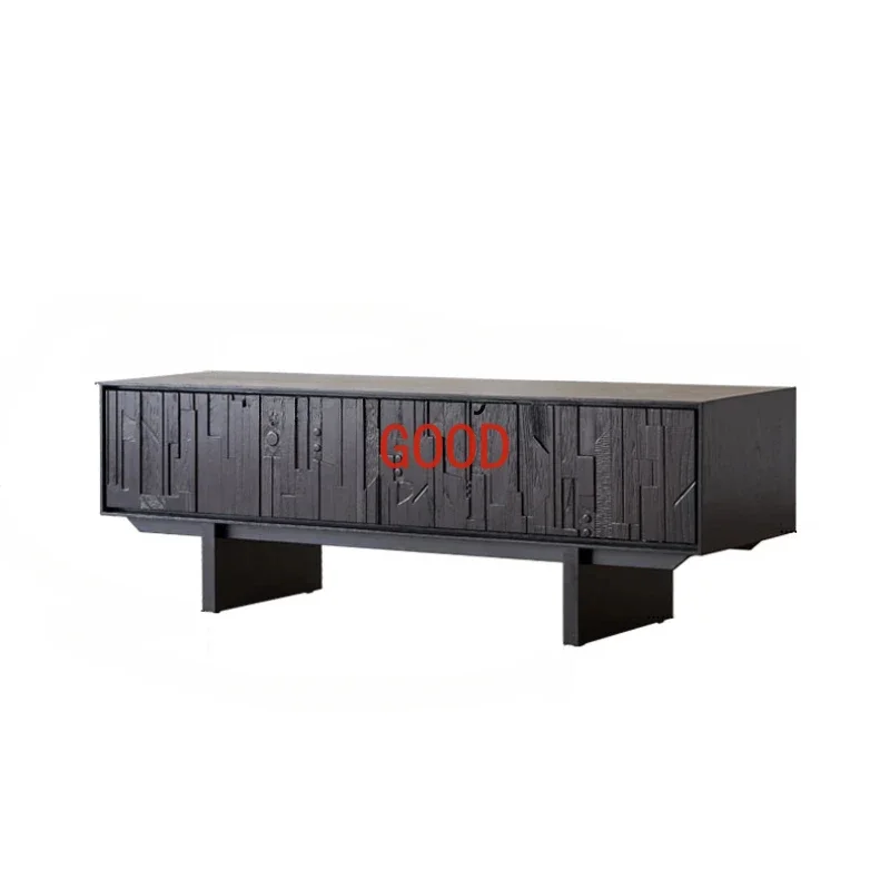 

Nordic Retro Solid Wood Carved Storage TV Cabinet Silent Style Living Room Small Apartment Teak TV Stand
