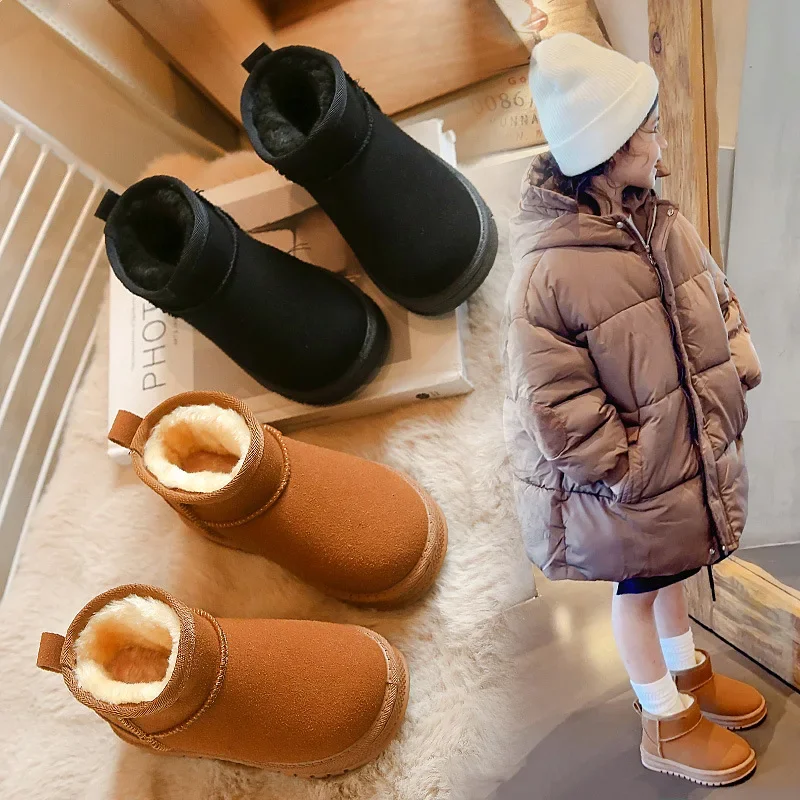 2024 Fashion Children Casual Shoes Girls Boys Cotton Snow Boots Warm Kids Boots Boy Winter Cotton Shoes Sneakers