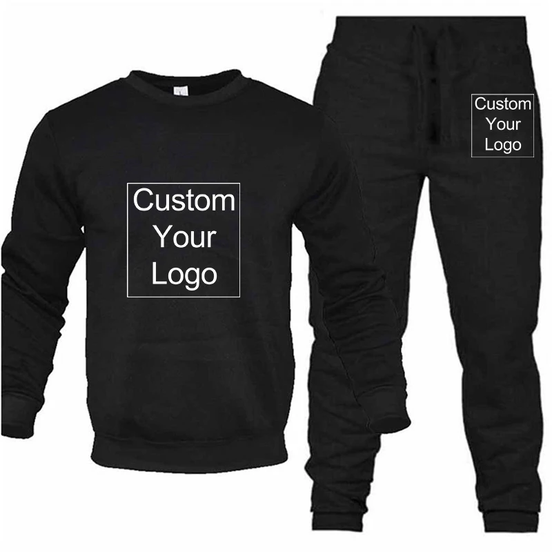 

Custom Logo Sweatshirt Sports Set Casual Sweatshirts Suit Sportswear Autumn Pullover Tracksuits Solid Color Two-Piece Set