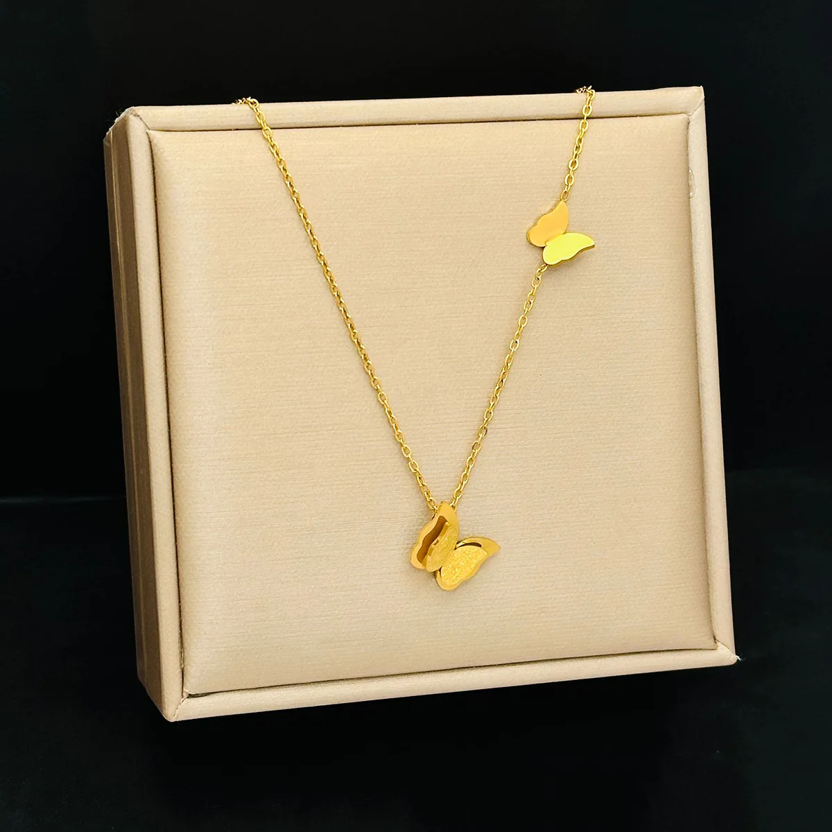 316L Stainless Steel New Fashion Jewelry Double-layer Butterfly Choker Necklaces Pendants For Women