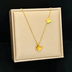 316L Stainless Steel New Fashion Jewelry Double-layer Butterfly Choker Necklaces Pendants For Women